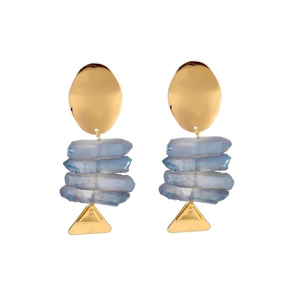 🍋2/$30 New Anthro Blue Quartz Earrings - Picture 2 of 2